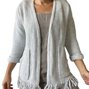 Madewell Memento Fringe Open Cardigan Sweater White Size XS 8151 Fall Cotton